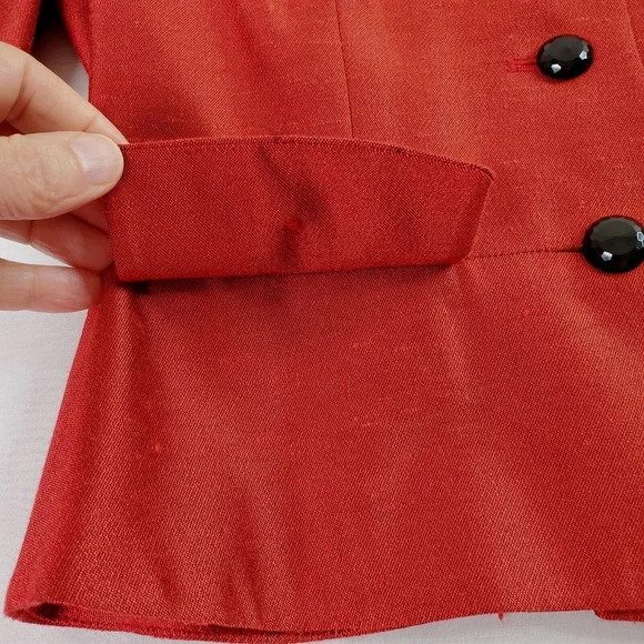 Kasper ASL Skirt Suit Sz 6 Red Blazer Black Knee Length Career Church Boss Lady - Picture 5 of 16